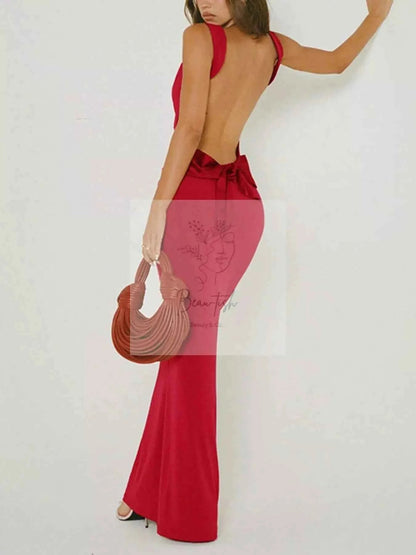 Backless Wide Strap Maxi Dress