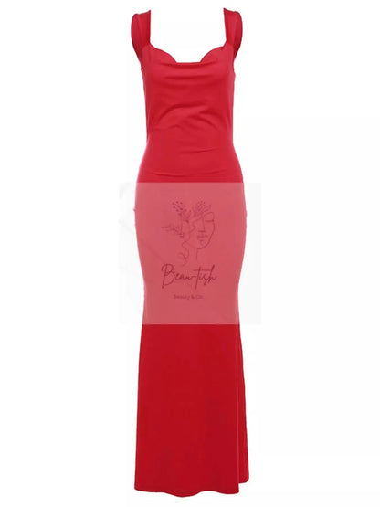 Backless Wide Strap Maxi Dress