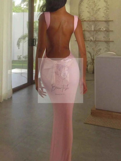 Backless Wide Strap Maxi Dress