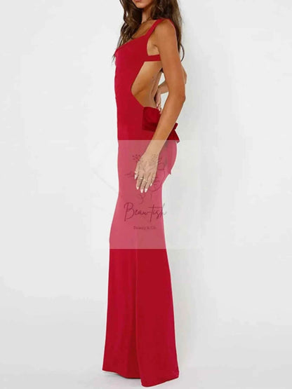 Backless Wide Strap Maxi Dress