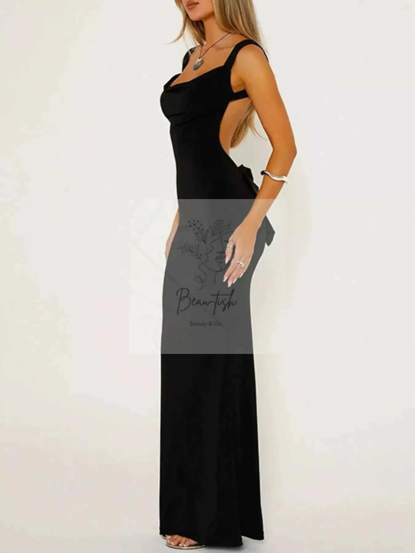 Backless Wide Strap Maxi Dress