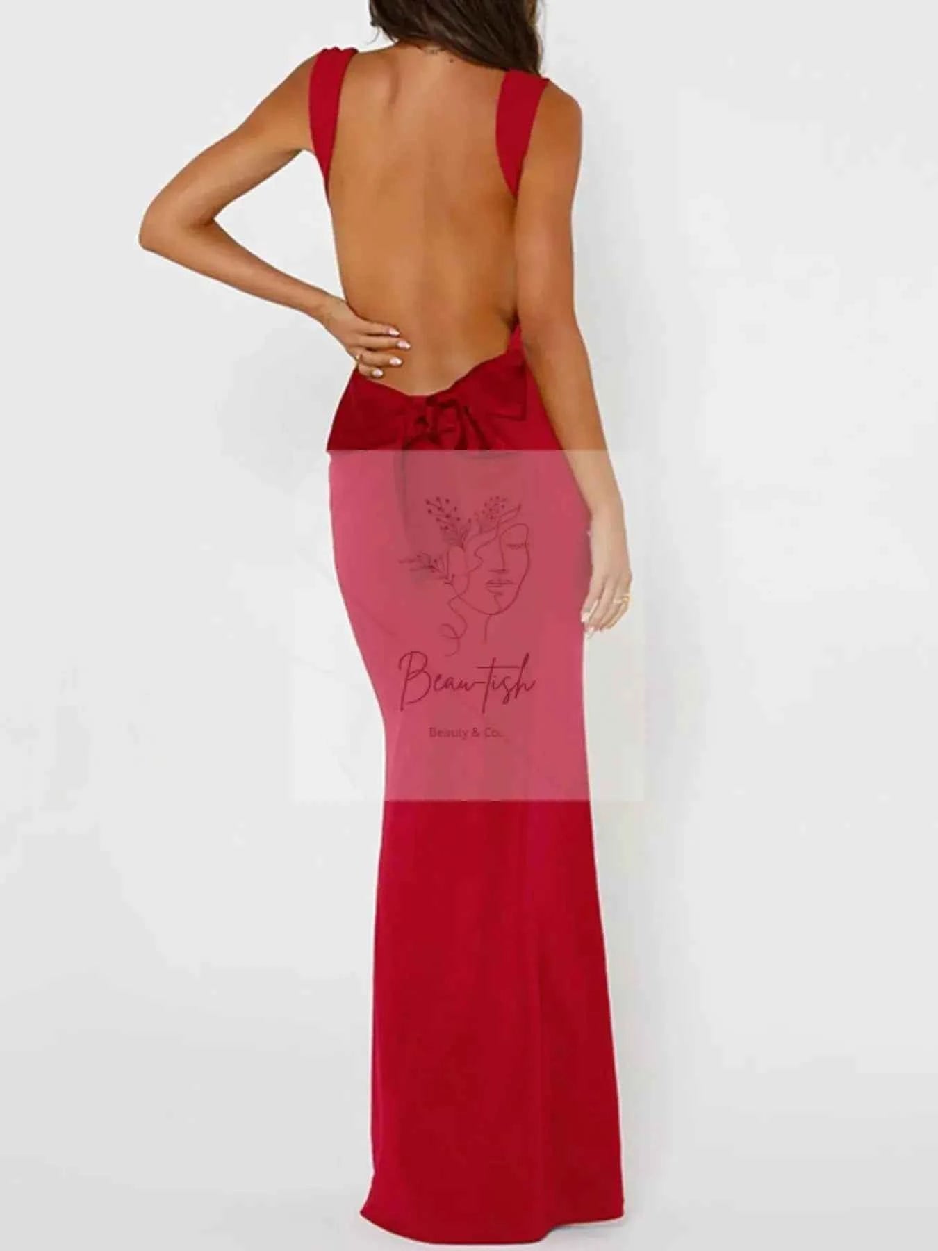Backless Wide Strap Maxi Dress