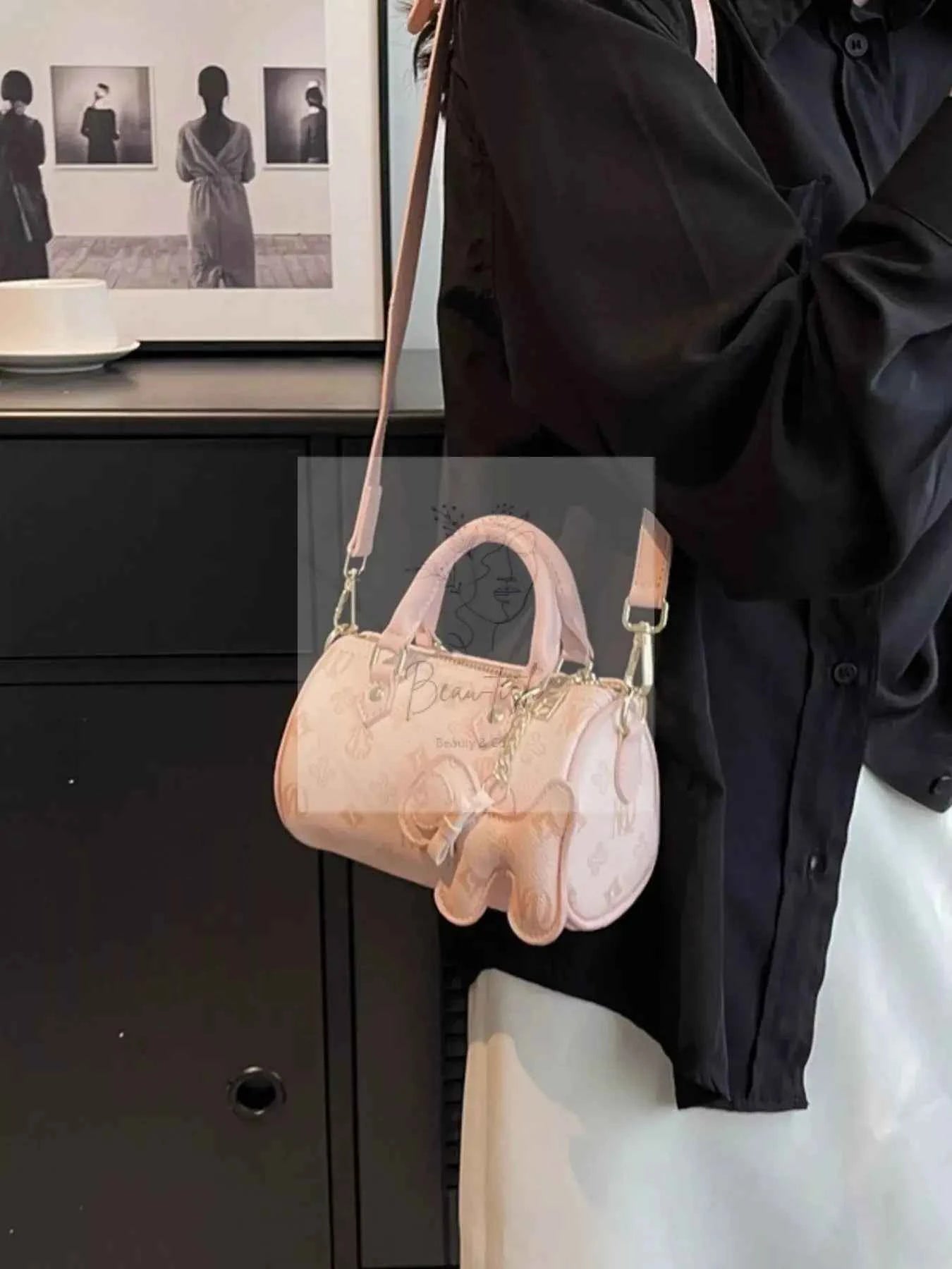 Barrel Crossbody Bag with Charm