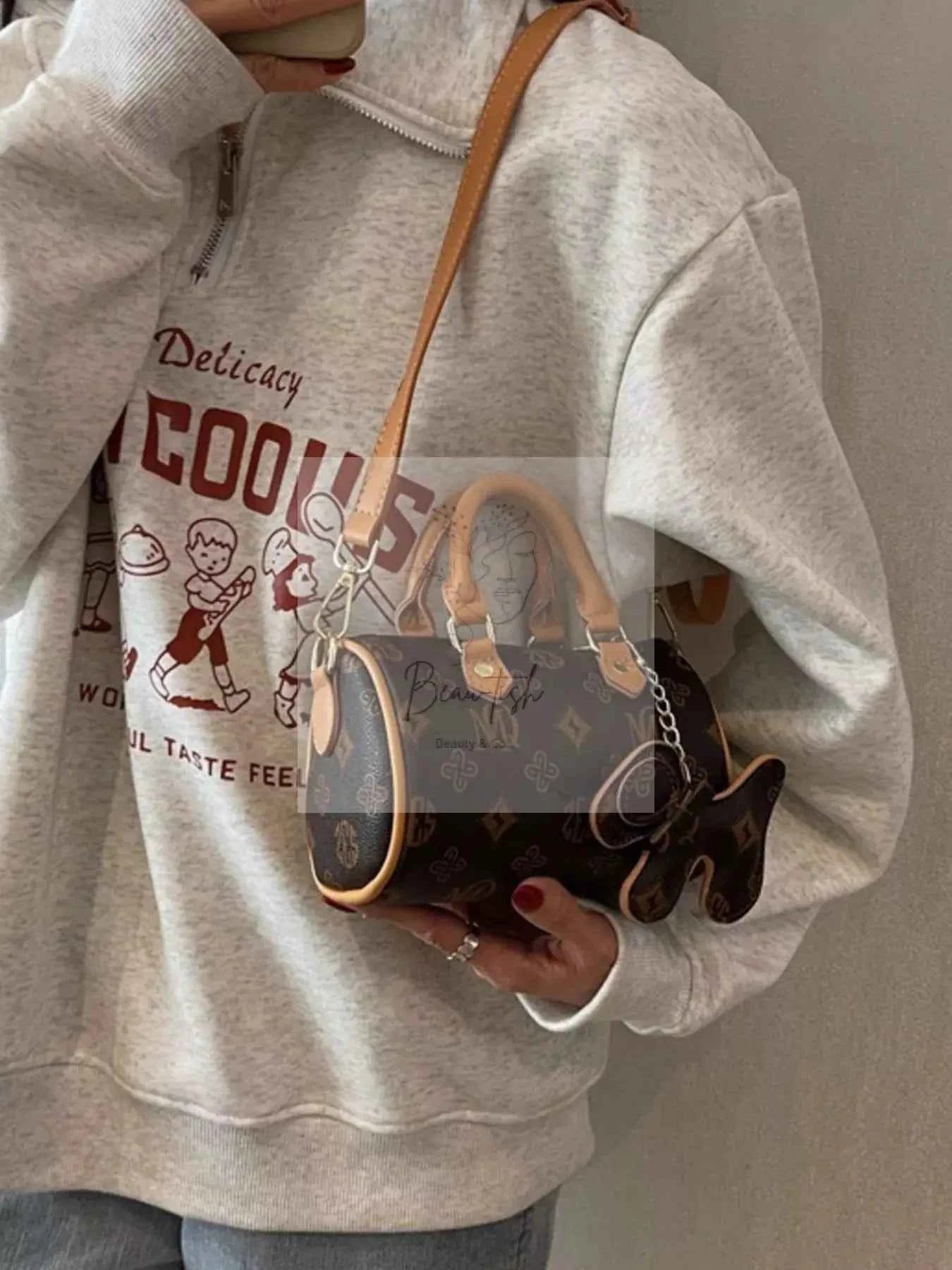 Barrel Crossbody Bag with Charm
