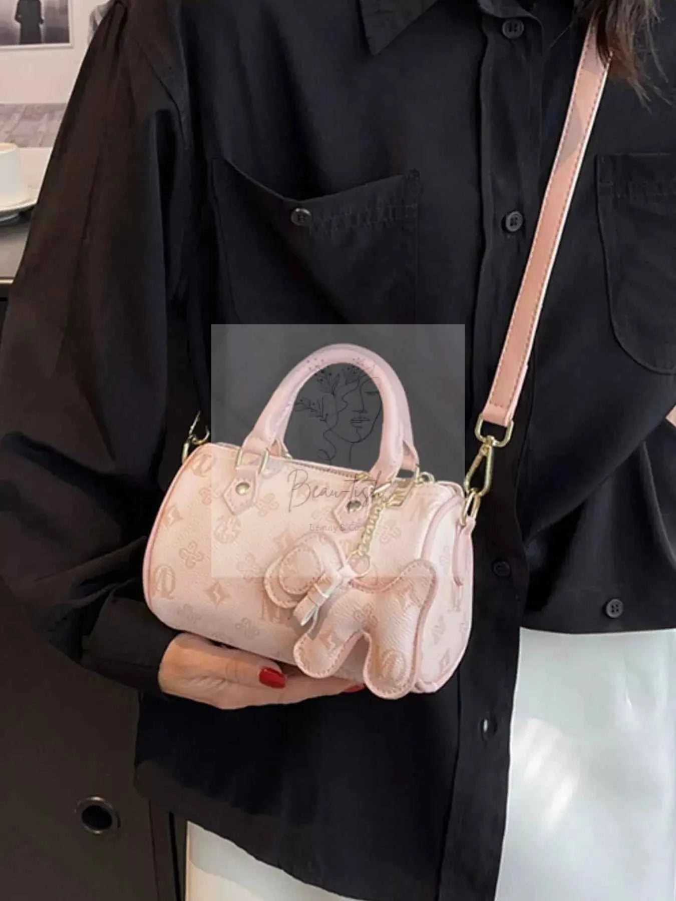 Barrel Crossbody Bag with Charm