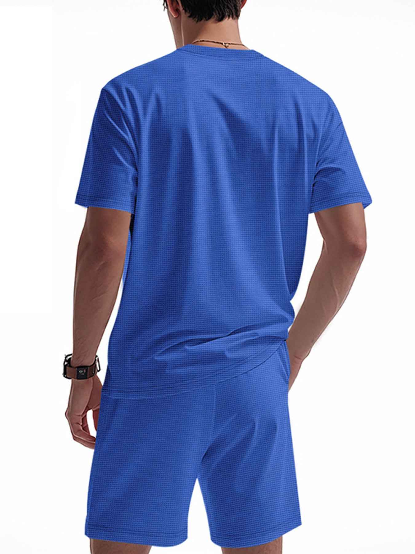 Men's Full Size Casual Short Sleeve Top & Shorts Set Plus Size