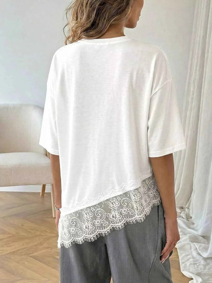 Lace Detail Half Sleeve T-Shirt