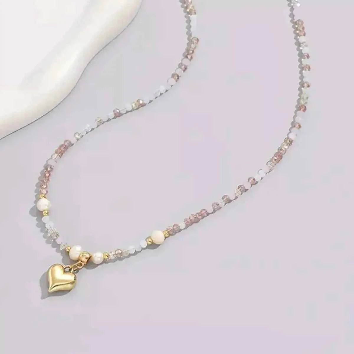 Bead Heart Pendant Necklace