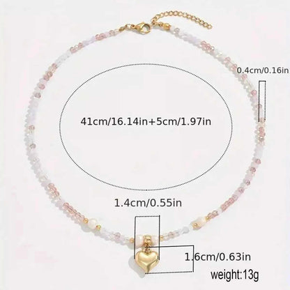 Bead Heart Pendant Necklace