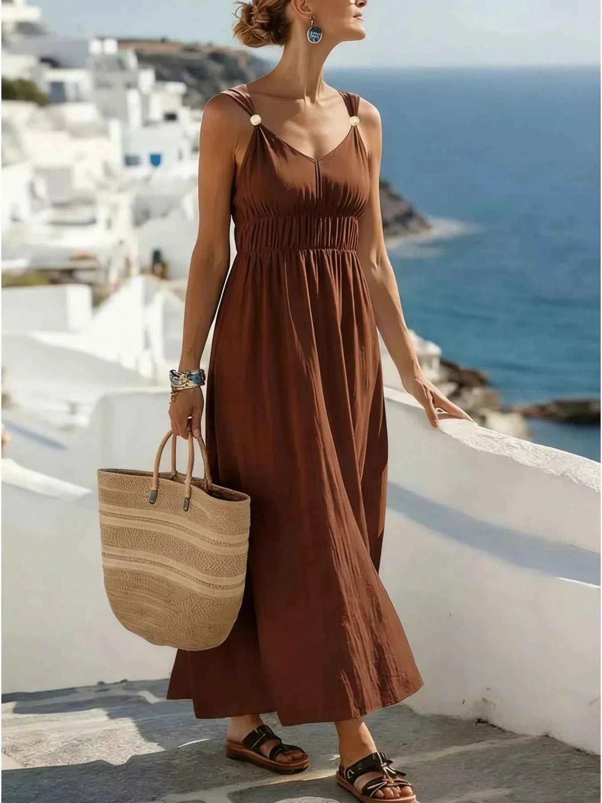 V-Neck Sleeveless Maxi Dress