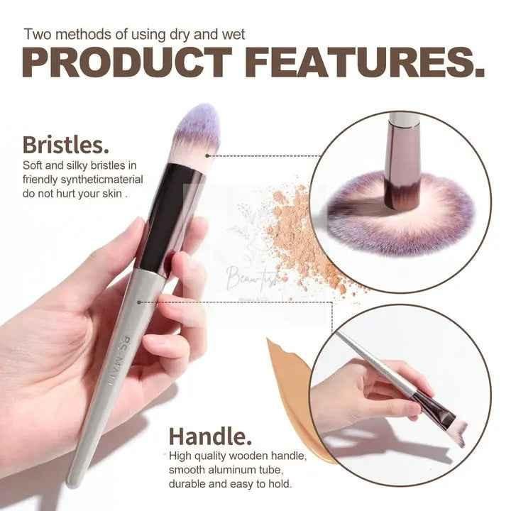 Beige 18-Piece Makeup Brush Set - Professional Synthetic Fiber Brushes with Wooden Handles for Flawless Beauty