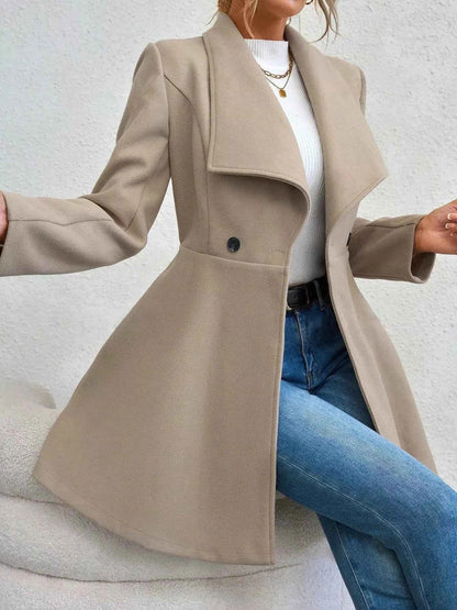 Double-Breasted Wool Blend Coat