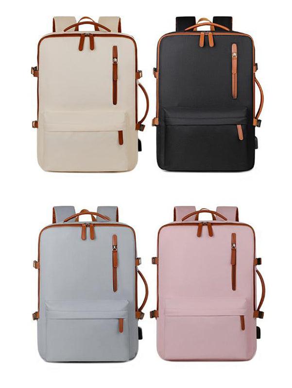 Black Expandable Laptop Backpack with USB Port - Stylish Travel & Business Daypack