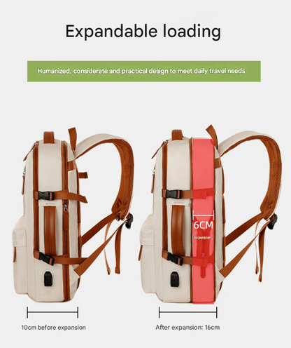 Black Expandable Laptop Backpack with USB Port - Stylish Travel & Business Daypack