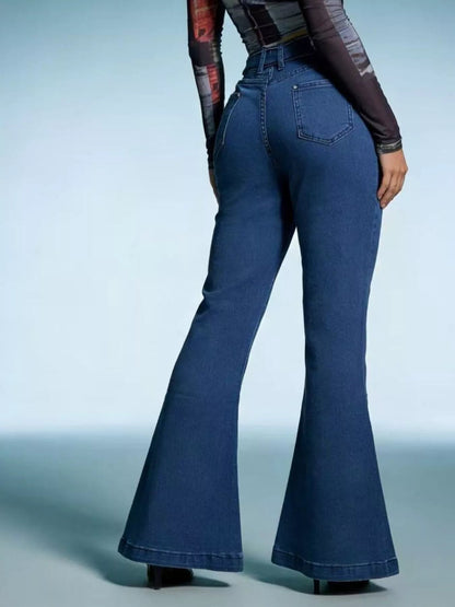 Bow-Tie High-Waisted Flare Jeans