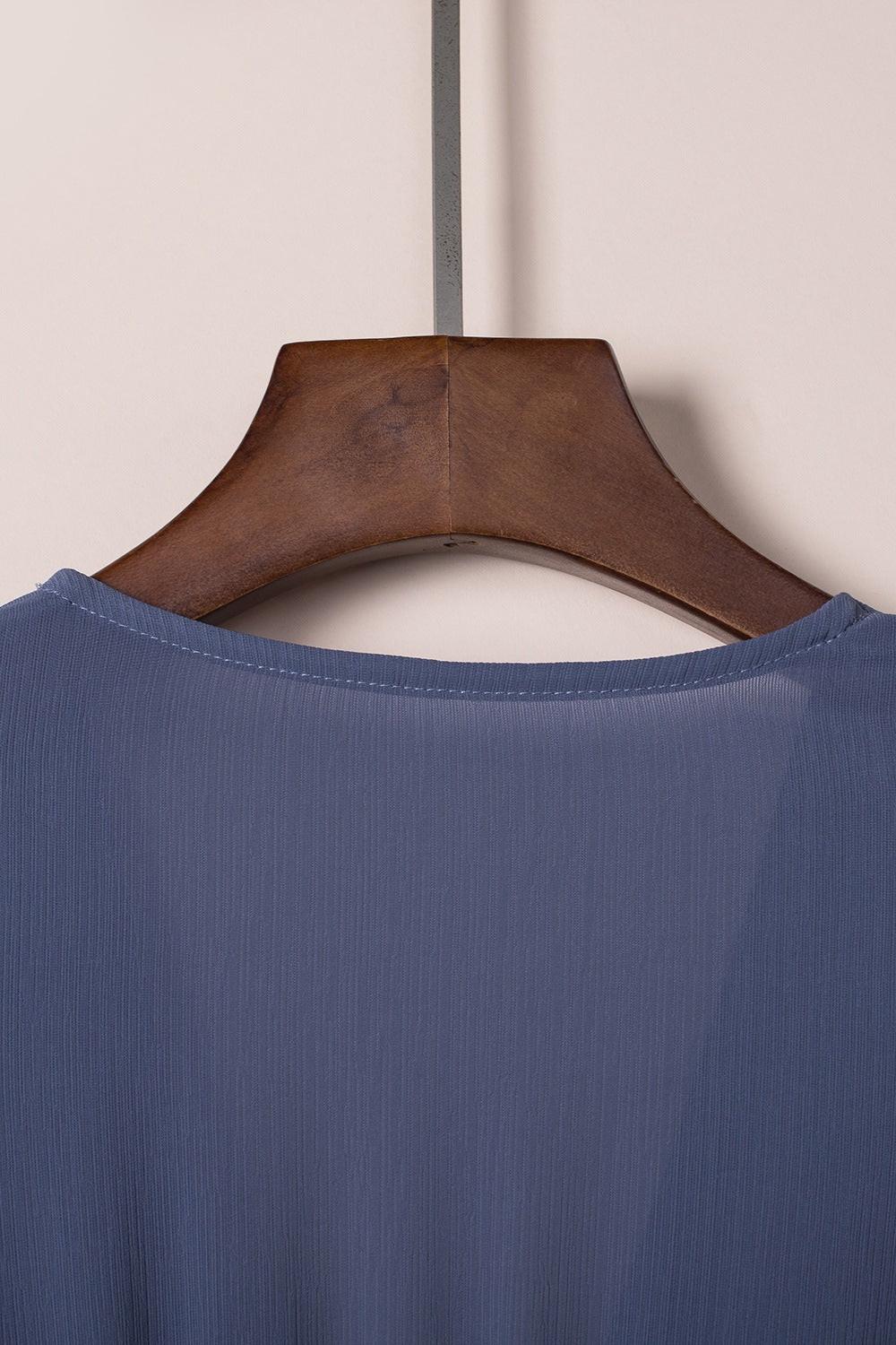 Bow-Tie V-Neck Ruffle Hem Mini Dress