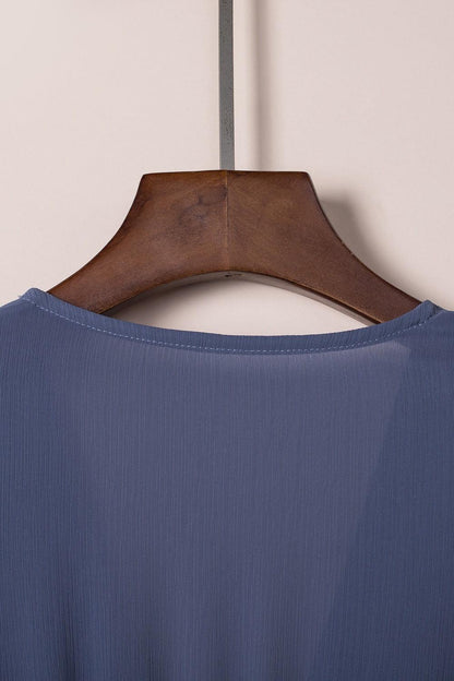 Bow-Tie V-Neck Ruffle Hem Mini Dress