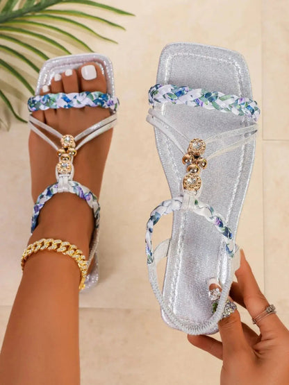 Braided Strap Flat Sandals