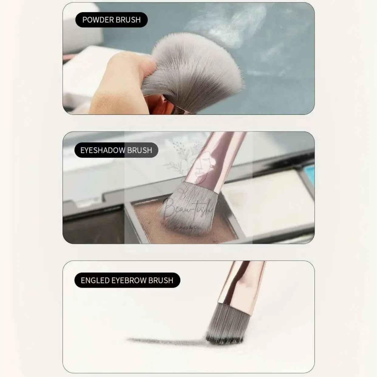 Brown and Glod Complete 20-Piece Makeup Brush Set with Travel Pouch