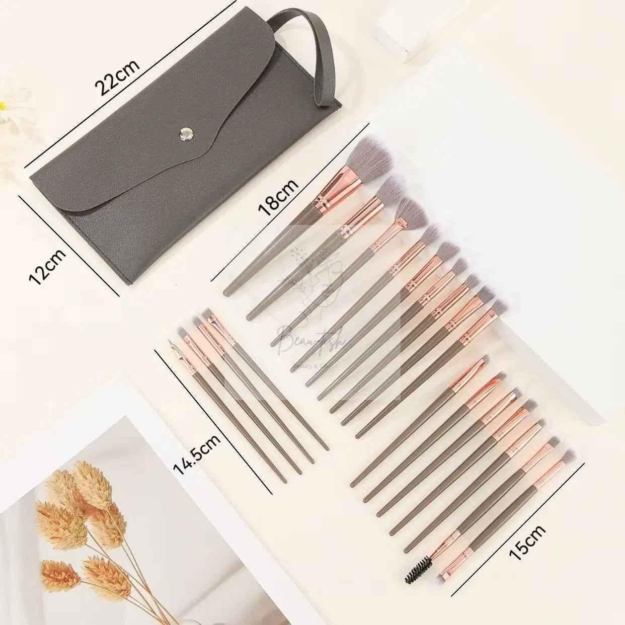 Brown and Glod Complete 20-Piece Makeup Brush Set with Travel Pouch