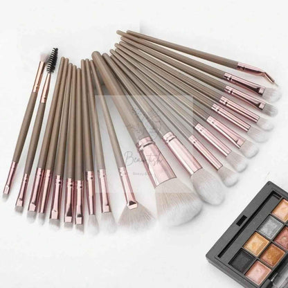 Brown and Glod Complete 20-Piece Makeup Brush Set with Travel Pouch