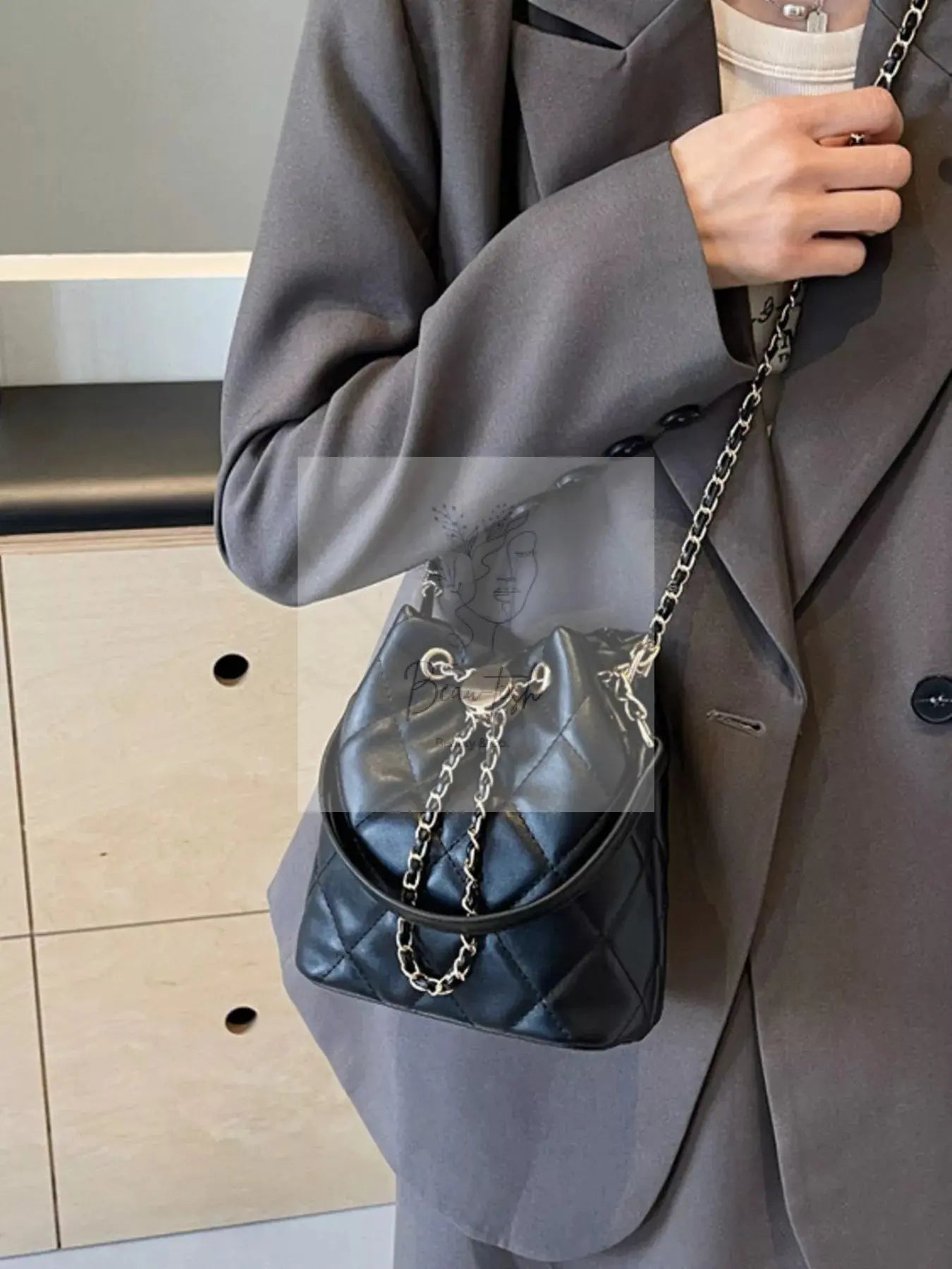 Bucket Crossbody Bag with Chain