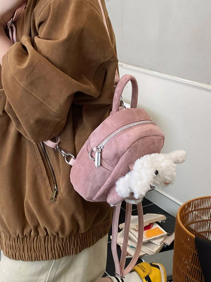 Bunny Plush Decor Backpack Bag