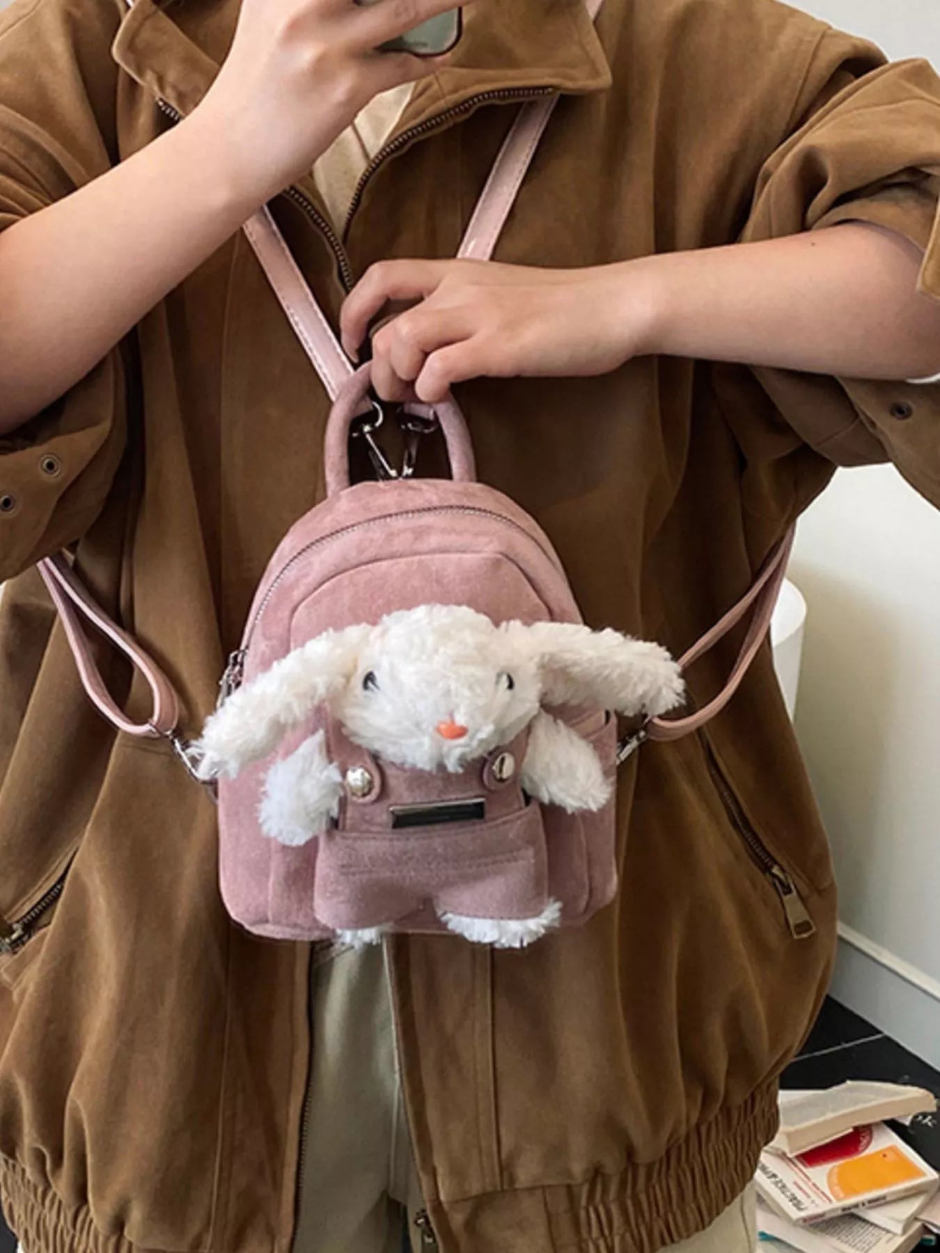 Bunny Plush Decor Backpack Bag