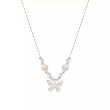 Butterfly Pearl Pendant Necklace