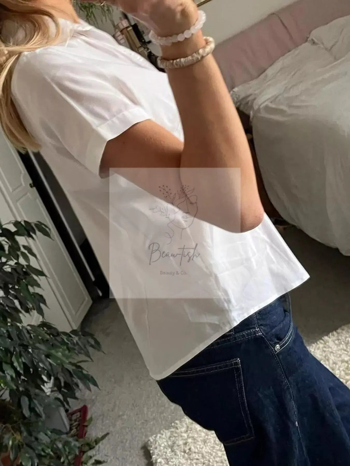 Button Dwon Pleated Short Sleeve Shirt
