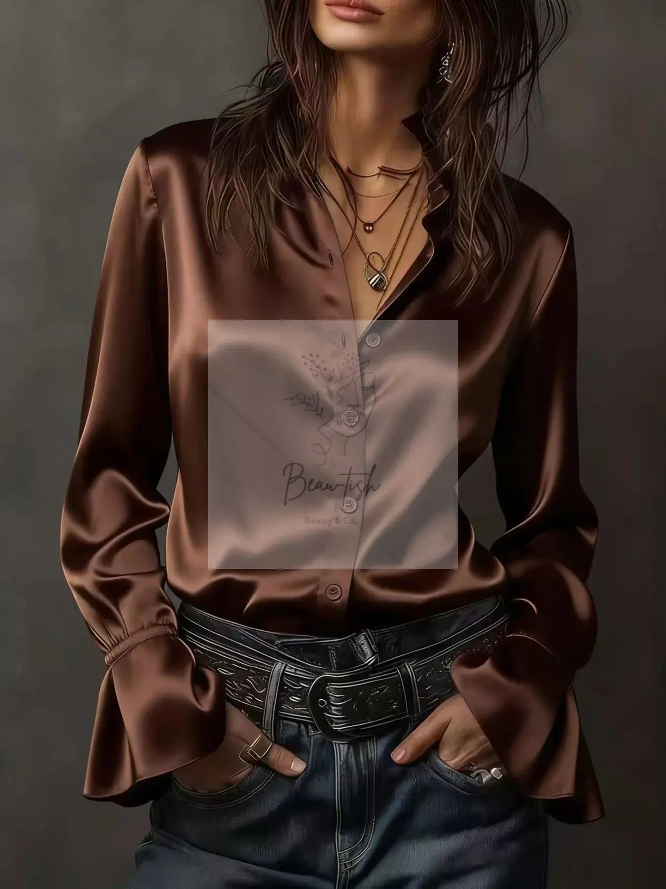 Button Up Flounce Sleeve Shirt
