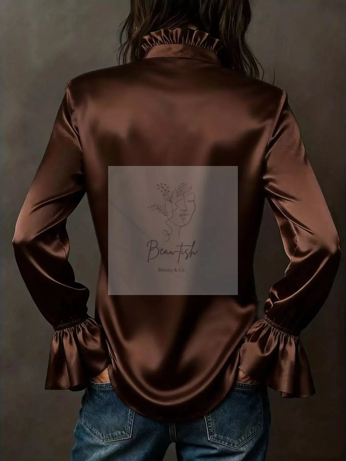 Button Up Flounce Sleeve Shirt