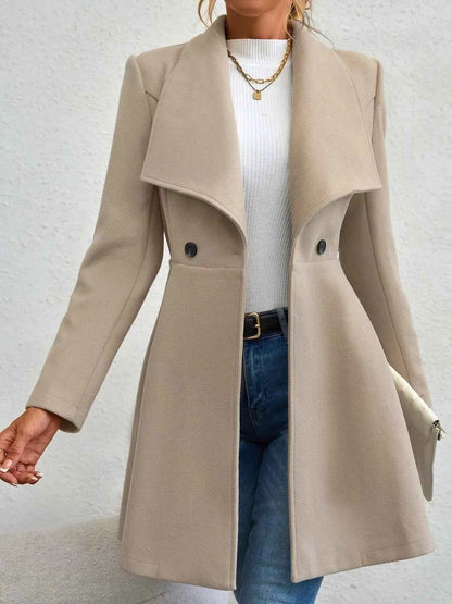 Double-Breasted Wool Blend Coat