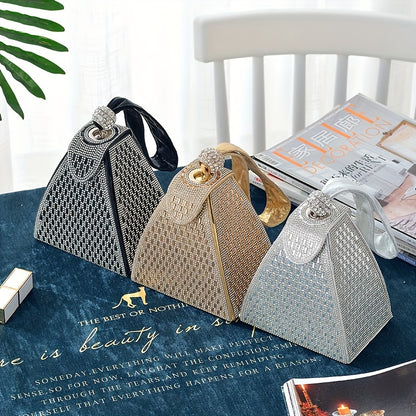 New Triangular Embellished Evening Clutch Bag – Sequin Party & Banquet Handbag