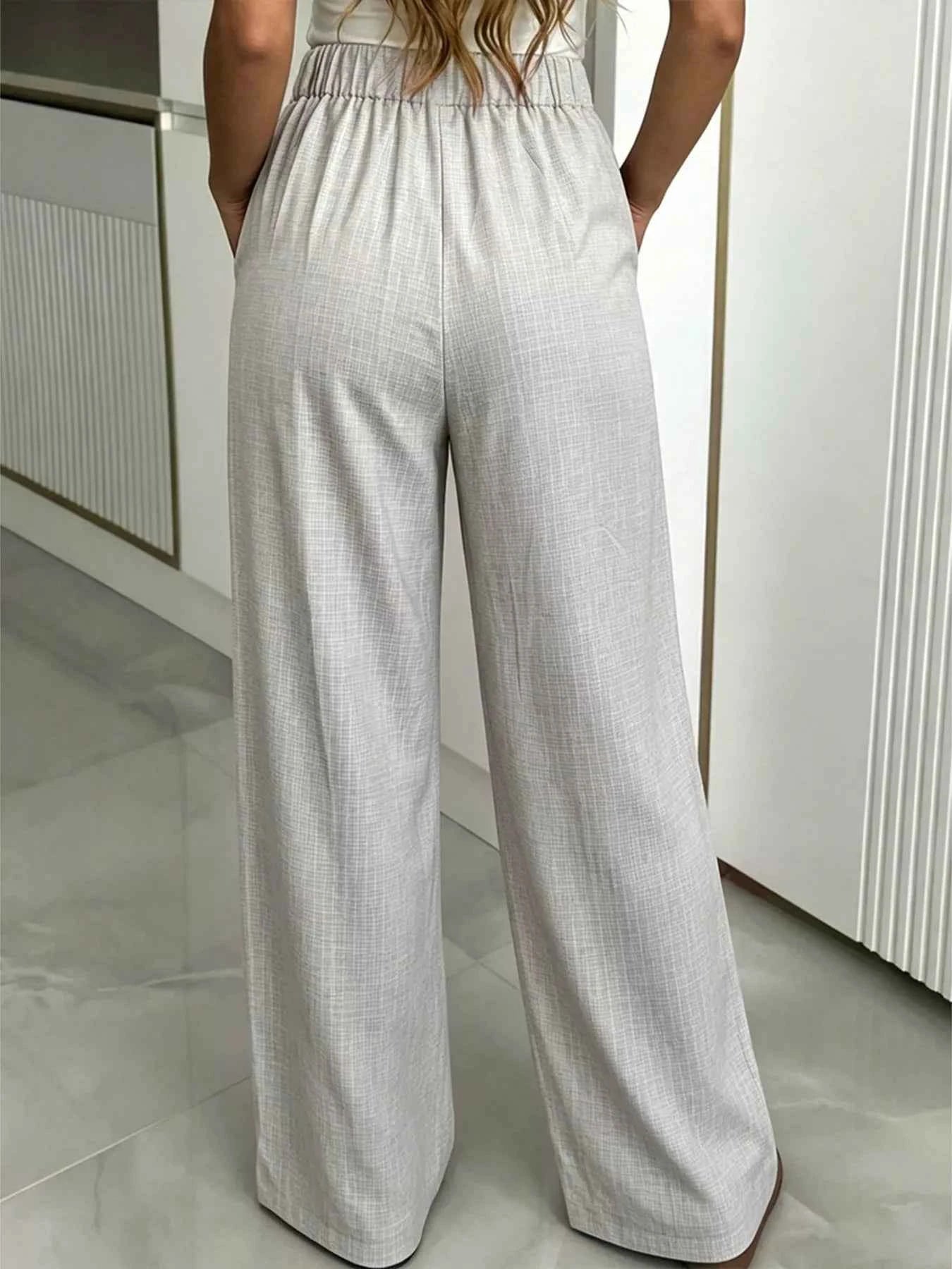 High-Waisted Wide-Leg Pleated Pants