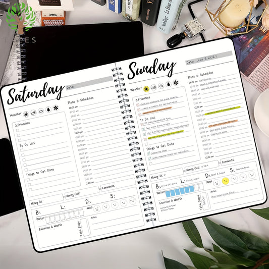 7-Day Undated Daily & Weekly Planner Notebook