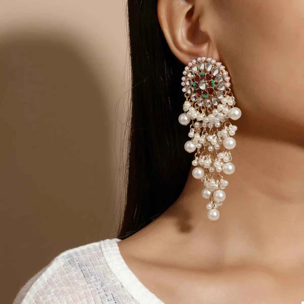 Pearl Fringe Dangle Earrings