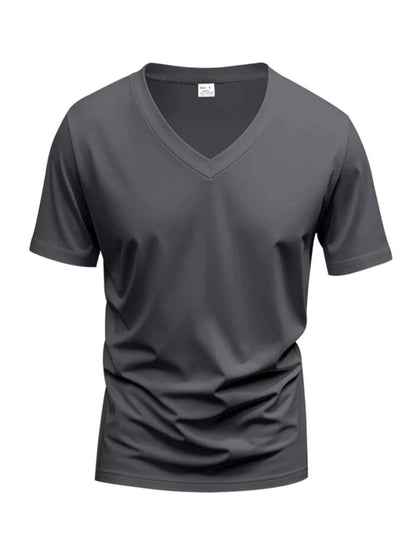 Men's Full Size Slim Fit V-Neck Basic T-Shirt Plus Size