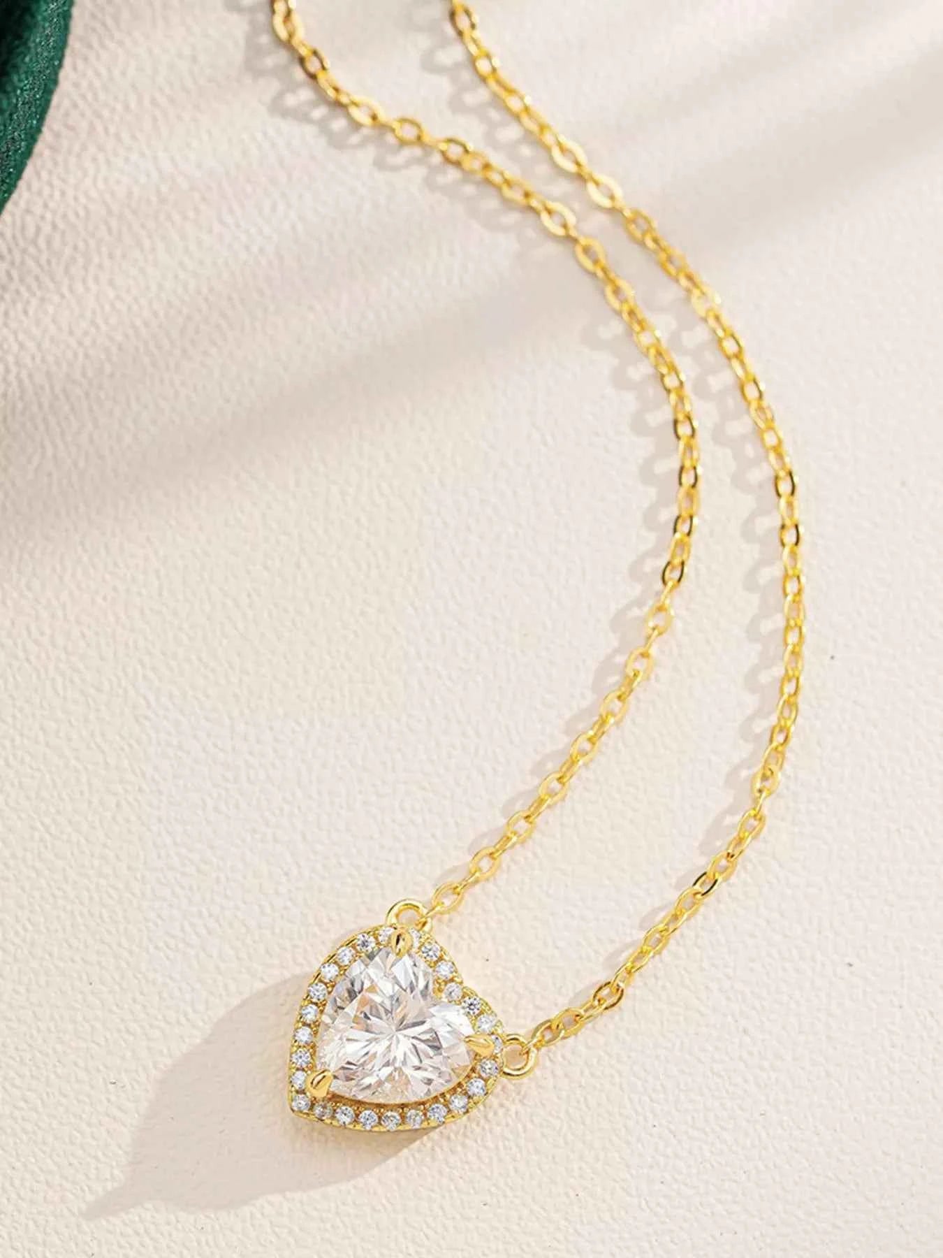 2 Carat 18K Gold-Plated Moissanite Heart Necklace