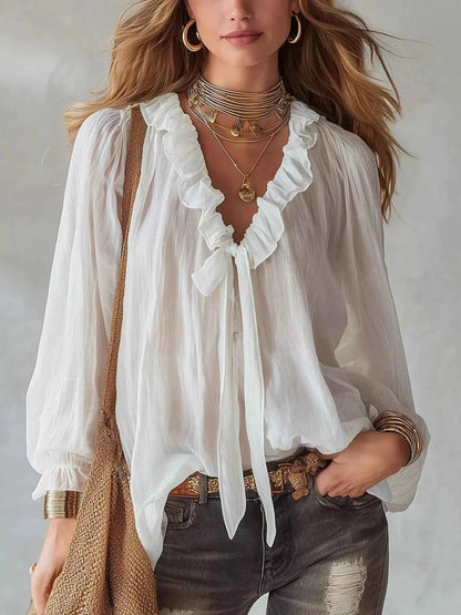 Ruffle Long Sleeve Blouse