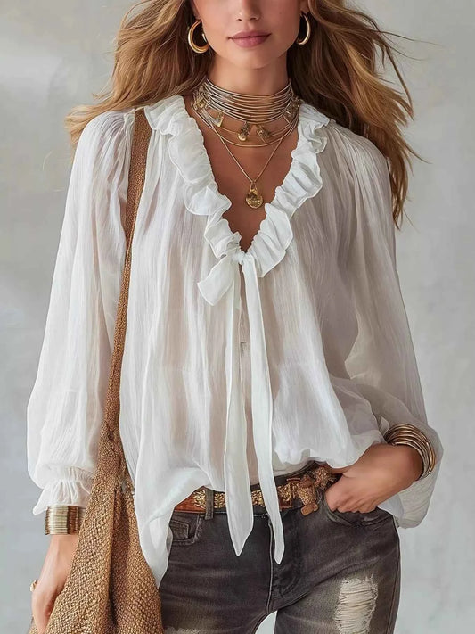 Ruffle Long Sleeve Blouse