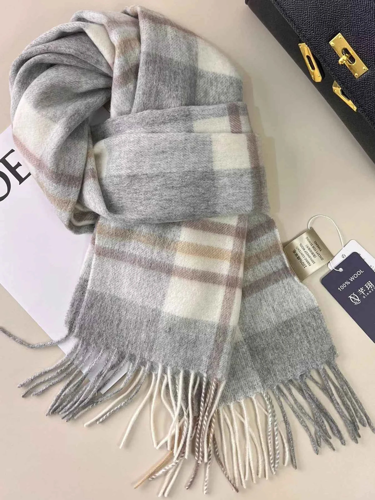Plaid Fringe Scarf