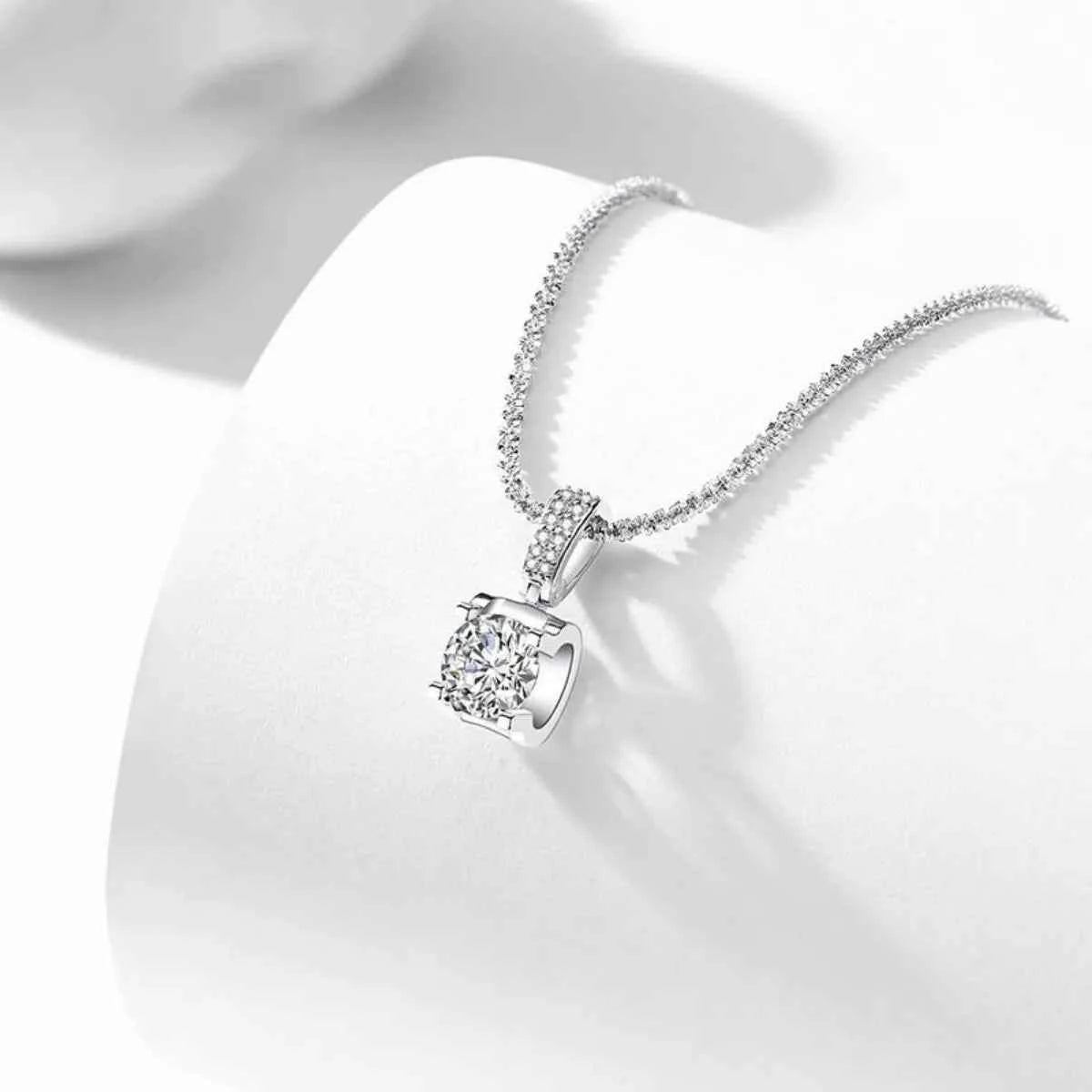 1 Carat 925 Sterling Silver Moissanite Necklace