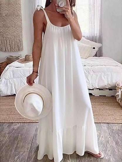 Sleeveless Tie Strap Flowy Maxi Dress