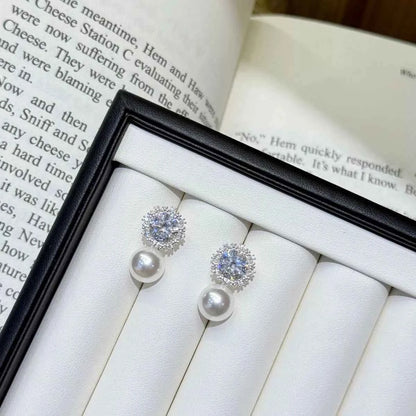 Zircon Pearl Drop Earrings