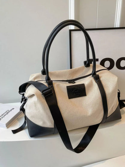 Canvas Leather Trim Travel  Bag