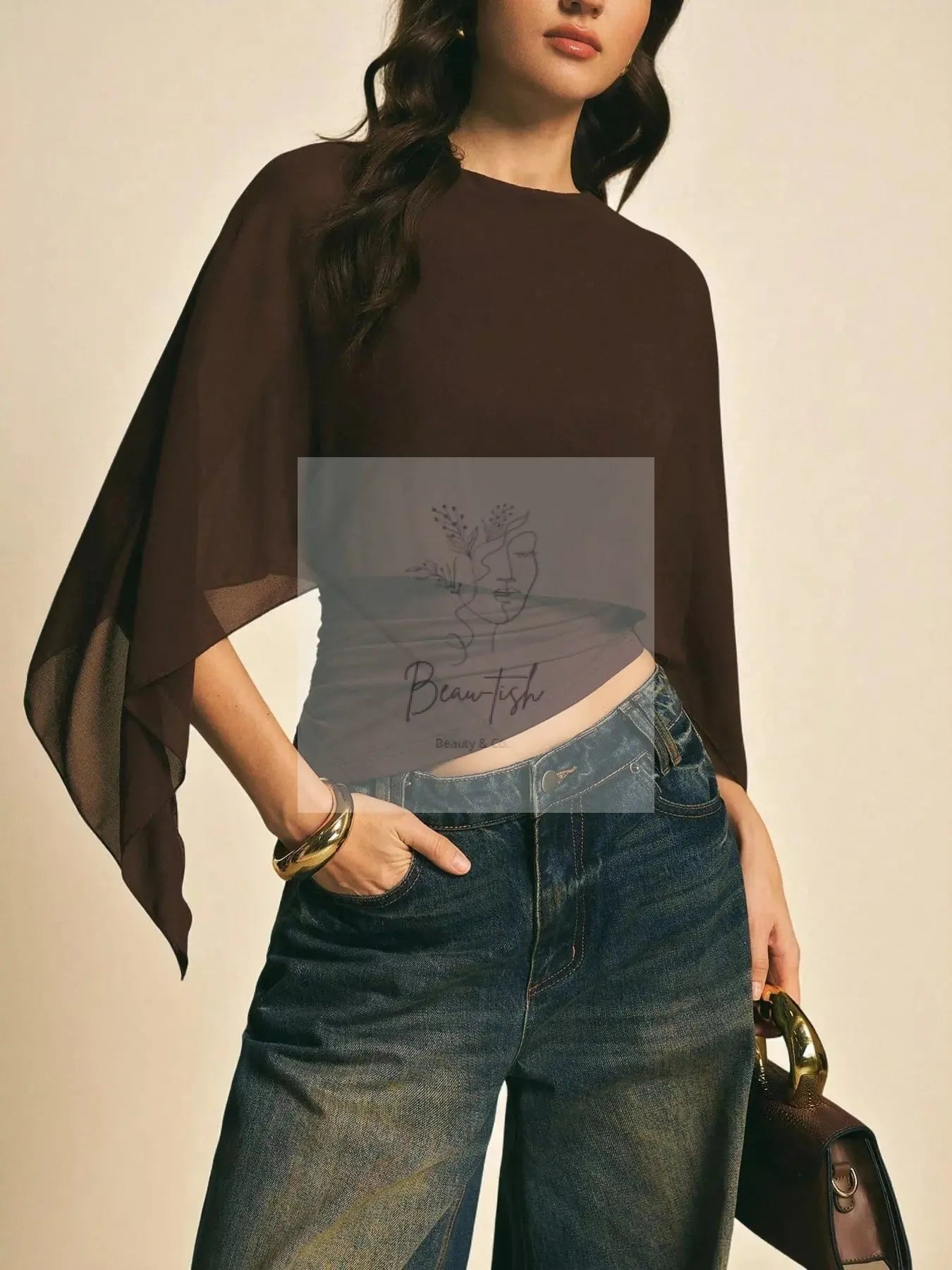 Cape Sleeve Chiffon Top