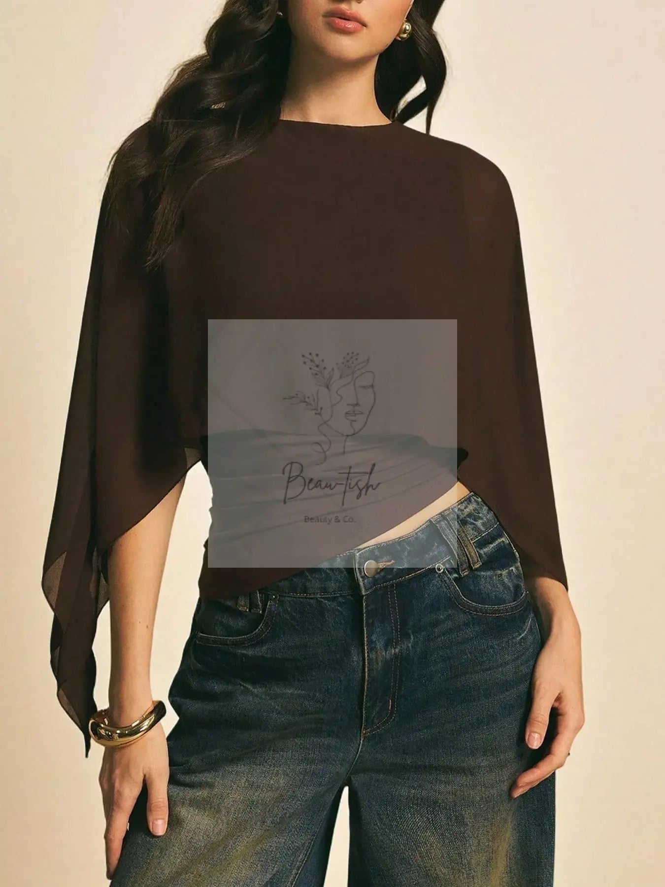 Cape Sleeve Chiffon Top