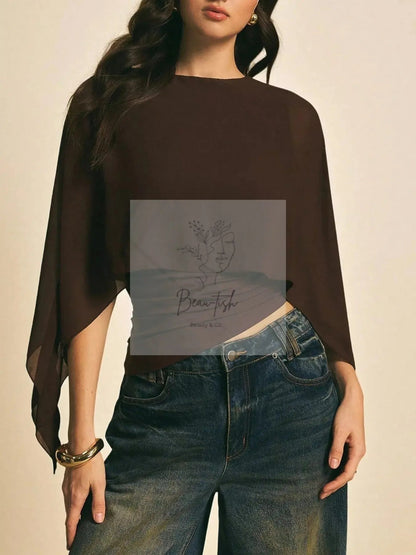 Cape Sleeve Chiffon Top