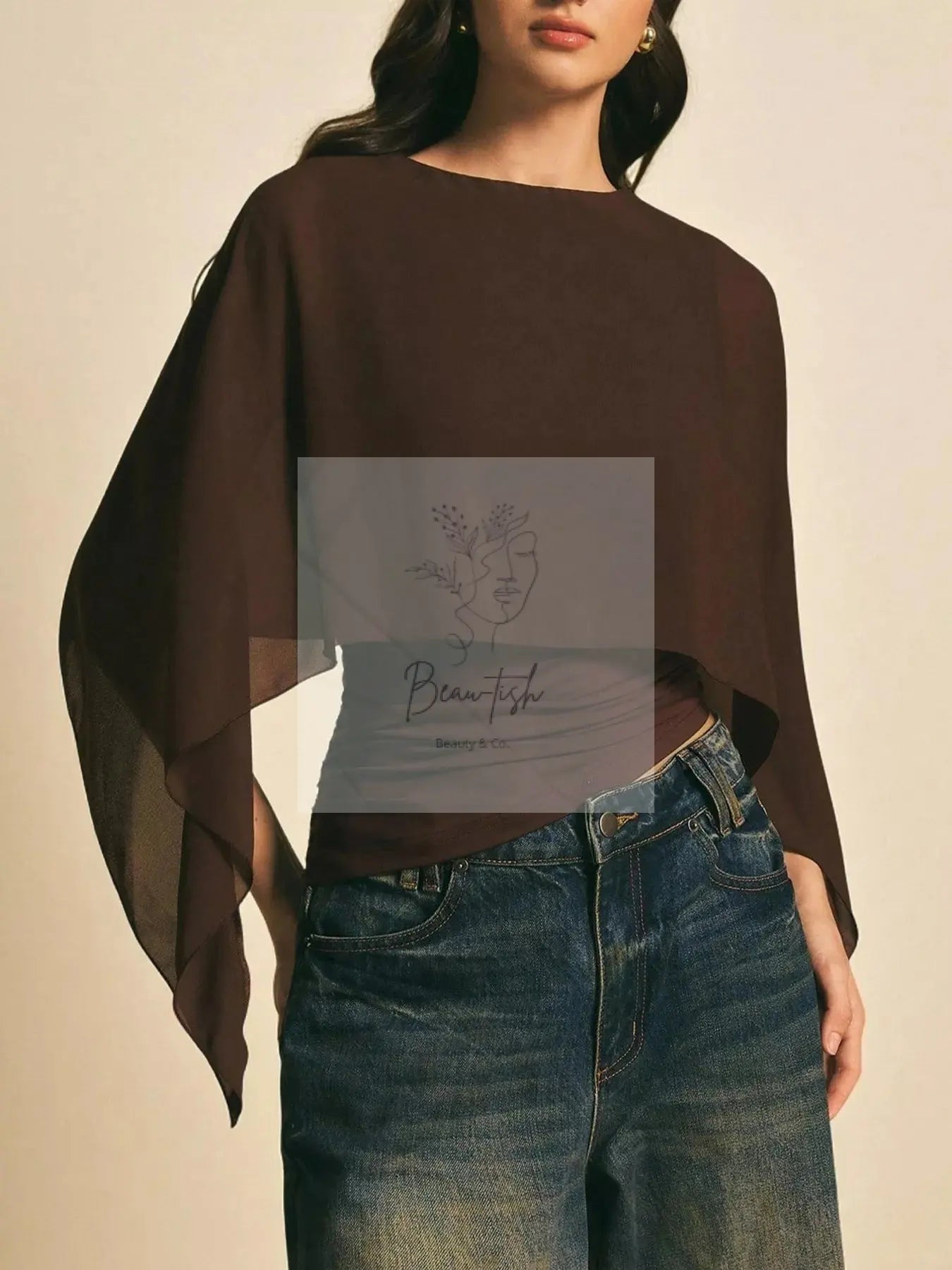 Cape Sleeve Chiffon Top